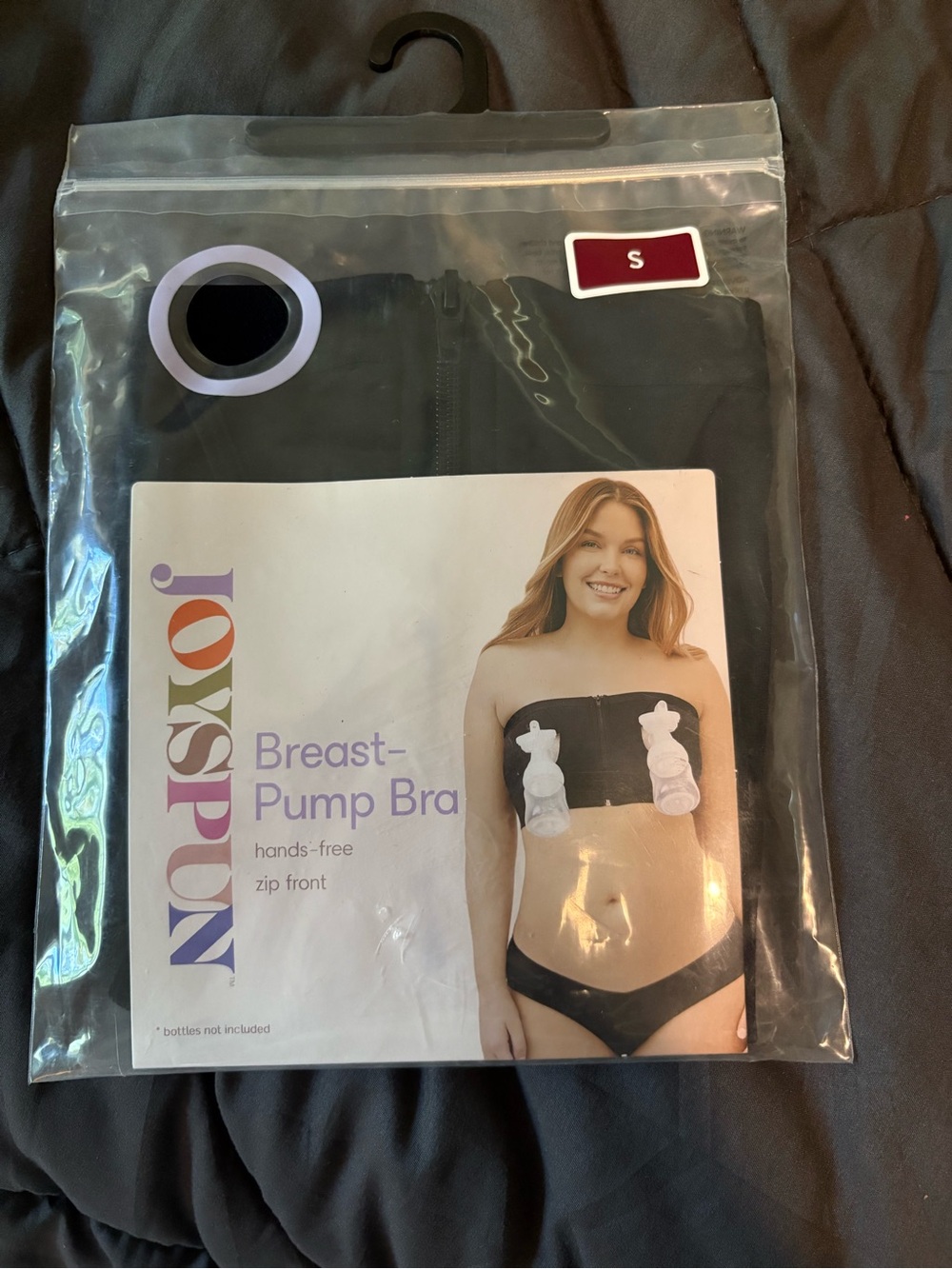 Joyspun Breast Pump Bra - Hands-Free Zip Front Bra (Black)